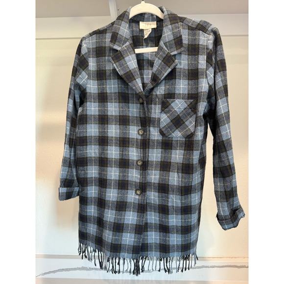 Tofy Women's Shacket Plaid Button-Up Size 10T‎ Blue Green Jacket - Picture 1 of 7